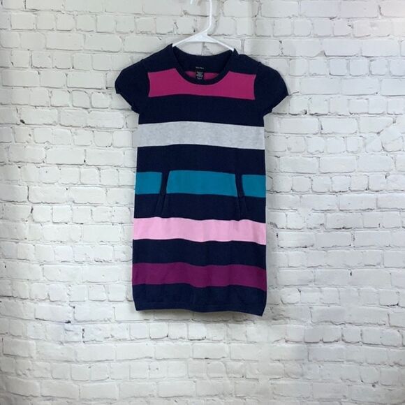 Nautica Girls Sweater Dress Large 8/10 Navy Wide Stripe Short Sleeve Cozy Winter - Picture 6 of 6